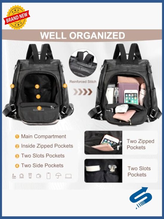 PU Leather Anti-Theft Convertible Backpack Shoulder Bag main image 4